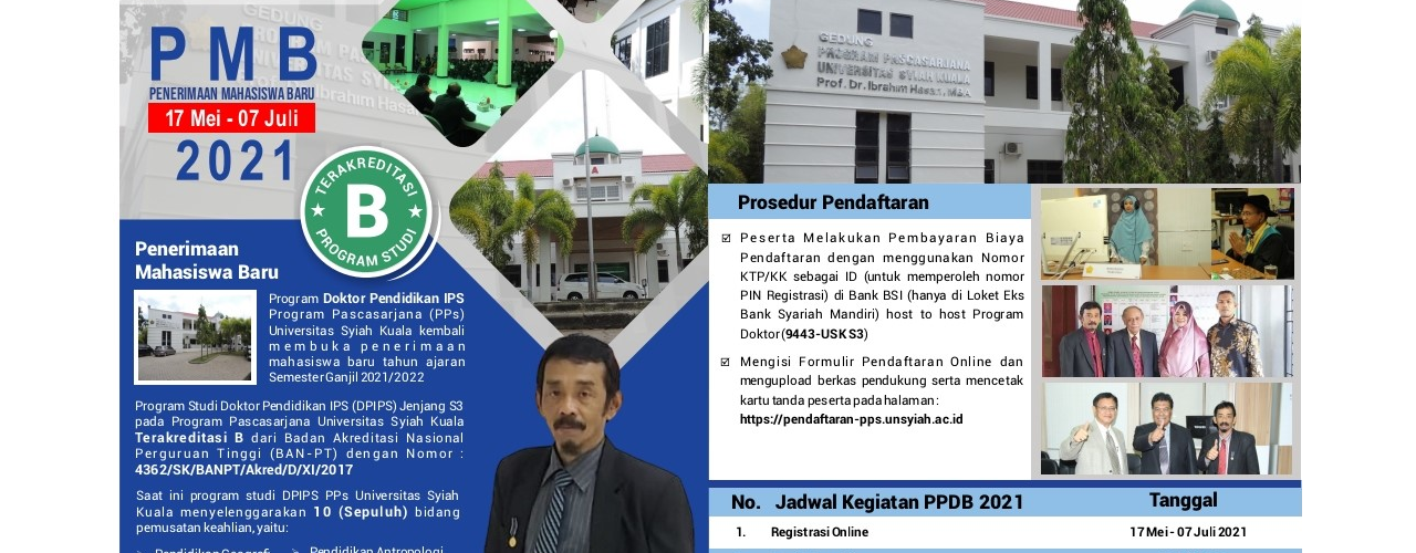 PENGUMUMAN PENERIMAAN MAHASISWA BARU PRODI S3 IPS PROGRAM PASCASARJANA USK