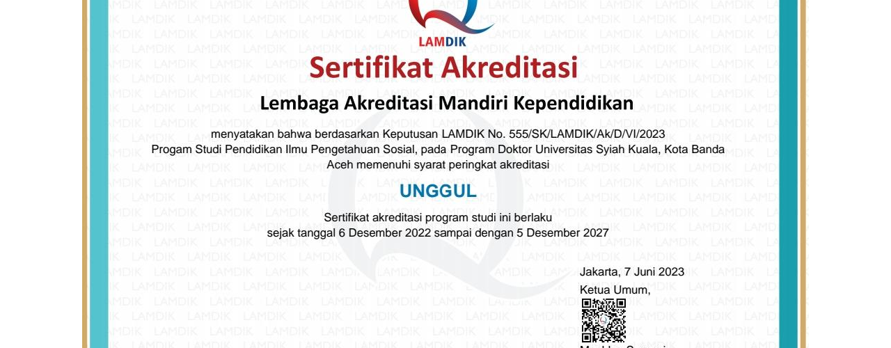 Program Studi Doktor Pendidikan IPS Program Pascasarjana USK Raih Akreditasi Unggul