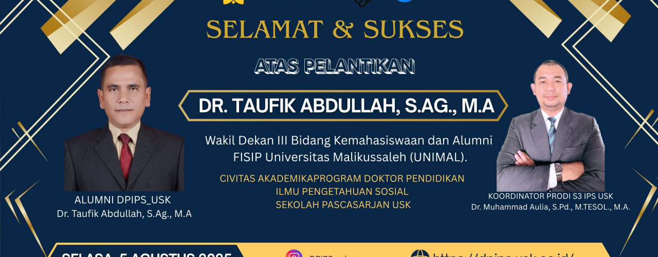 Alumni Doktor Pendidikan IPS USK, Dr. Taufik Abdullah, Dilantik sebagai Wakil Dekan III FISIP UNIMAL