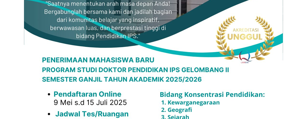 PENERIMAAN CALON MAHASISWA BARU GELOMBANG II PROGRAM PASCASARJANA SEMESTER GANJIL TAHUN AKADEMIK 2025/2026 UNIVERSITAS SYIAH KUALA
